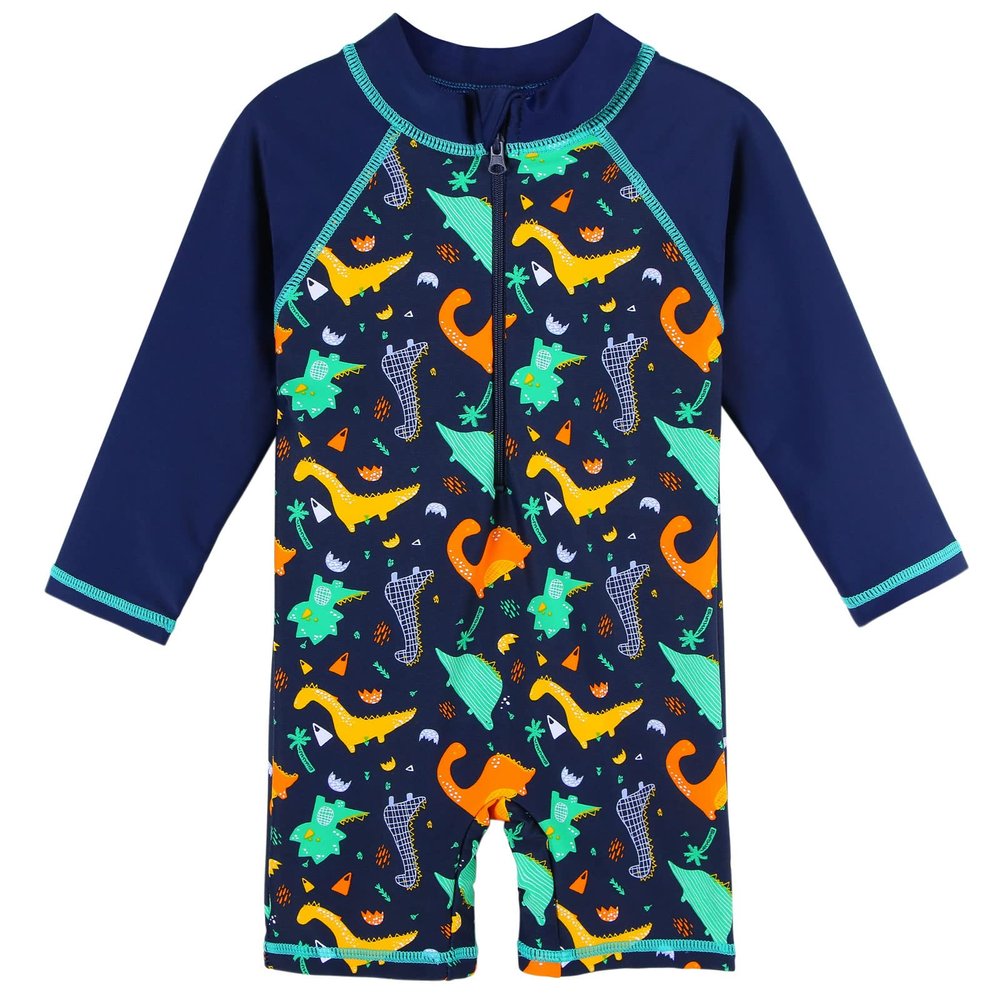 HUAANIUE Baby/Toddler Boy One-Piece Swimsuit UPF 50+ Long Sleeve Swimwear