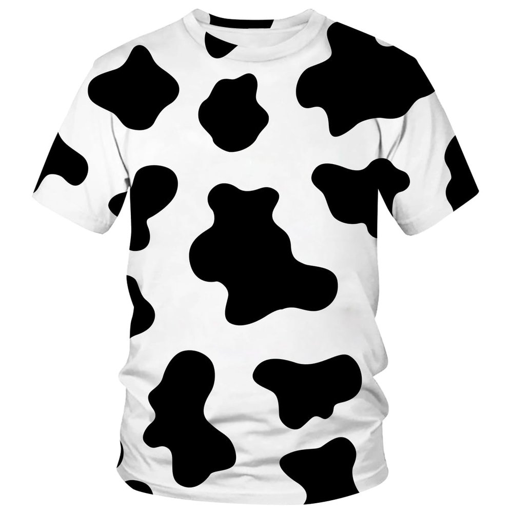 Lurhonp Men Women 3D Cow Print Funny Short Sleeve Tshirts Fashion Crewneck T-Shirts,Color2,L