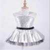 VernLan Girls Sparkling Sequins Dance Dress Sleeveless Tutu Skirts Leotard Gymnastic Ballet Dancewear Costume Silver 4 Years view 3
