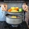 Boundless Voyage 1800ML Multifunctional Titanium Steamer Stockpot Set with Lid Outdoor Camping Backpacking Kitchen A-Ti2058C view 2