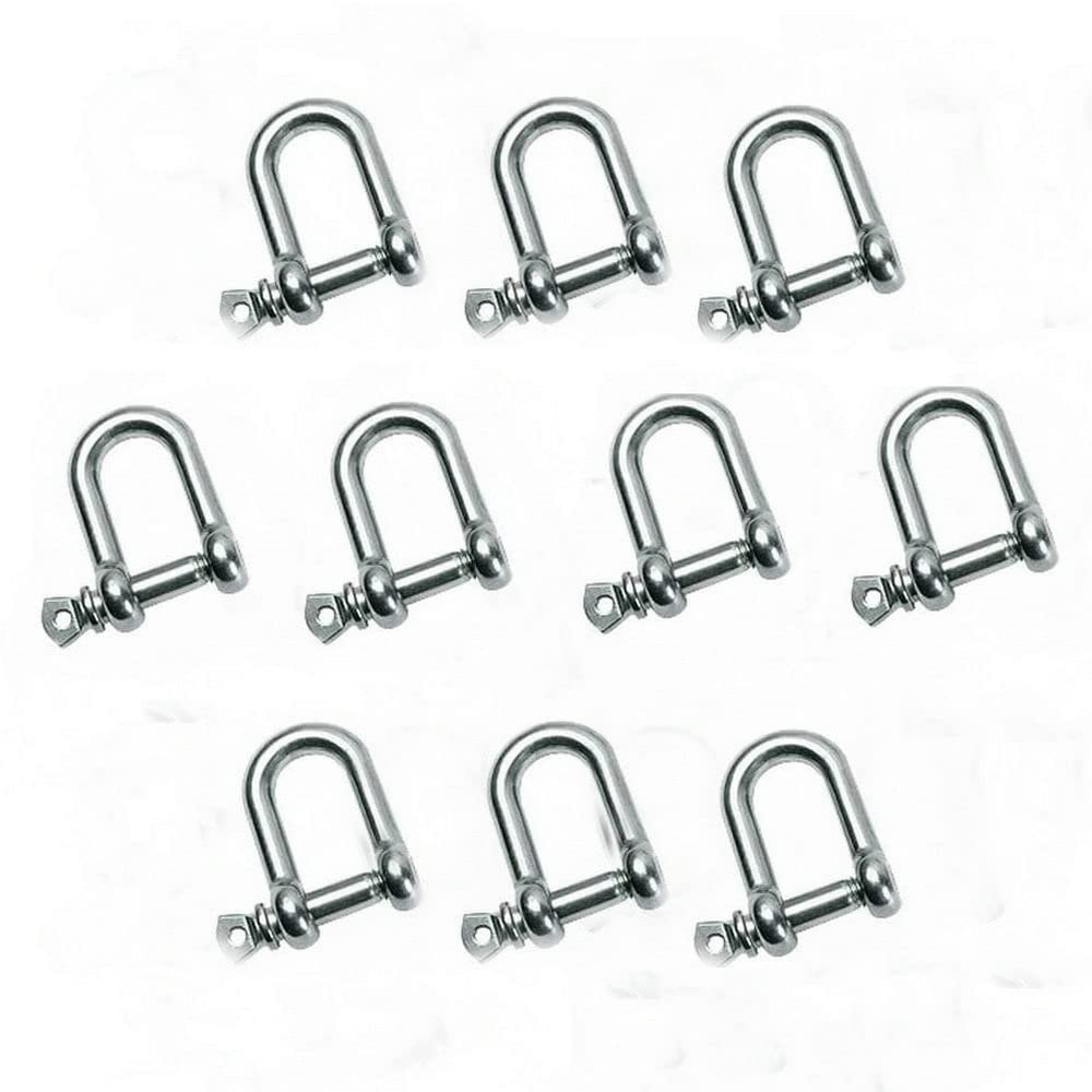 316 Stainless Steel D Shackle, Mini Shackles Bracelet,for Paracord Jewelry, Marine Grade Sailing Rigging Shackles,10 Pieces (5/32")