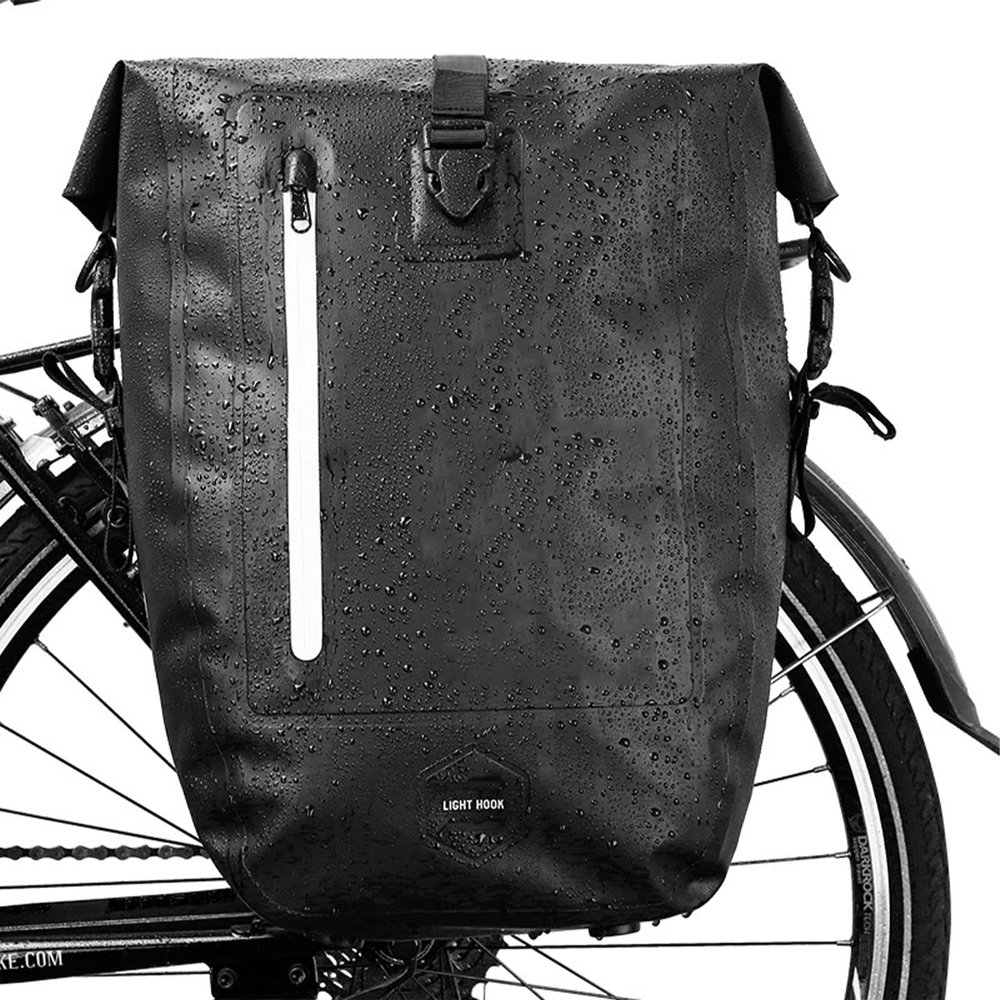 WHYUNM26 27L Bike Pannier Bag Extended Bicycle Rear Rack Bag Waterproof Multi Function Saddle Bag Luggage with Reflective Strip,Black