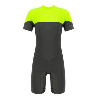 Freebily Kids Boys One Piece Rash Guard Wetsuit Short Sleeves Zippered Surfing Jumpsuit Fluorescent_Green 4