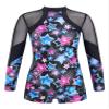 renvena Girls Mesh Ballet Dance Leotard Mock Neck Tie-dye Figure Skater Bodysuit Gymnastics Unitard Black 14 view 1