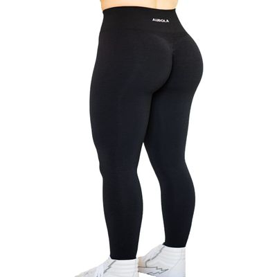 AUROLA Intensify Seamless Scrunch Legging Women Yoga Pants 7/8 Tummy Control Running for Workout Fitness Sport Active Legging-25'' (XL, Black)