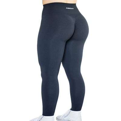 AUROLA Intensify Seamless Scrunch Legging Women Yoga Pants 7/8 Tummy Control Running for Workout Fitness Sport-25'' (XL, Black Marl)