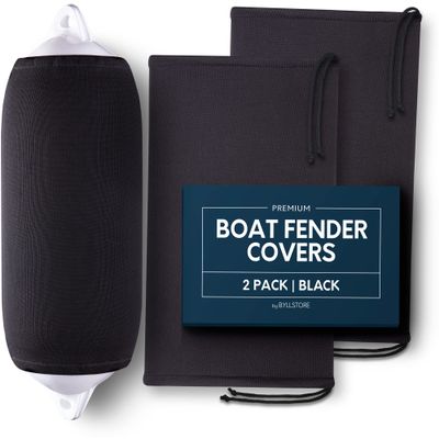Byllstore Boat Fender Covers | Several Size Options Available | Black & Navy Blue | 1, 2 & 4-Pack | Polyester (2-Pack, Black, 8 x 22)
