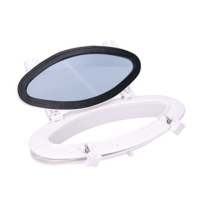 White Oval Portlight Tempered Glass Opening Window Replacement Window Port Hole for Marine Boat Yacht RV 16 x 85/8in