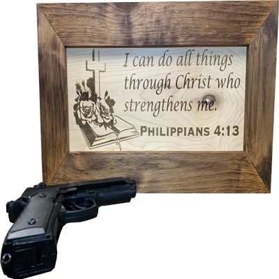 Bellewood Designs Hidden Gun Storage with Personalized Bible Verse, Six Concealment Cabinet Styles Available (Holy Bible)
