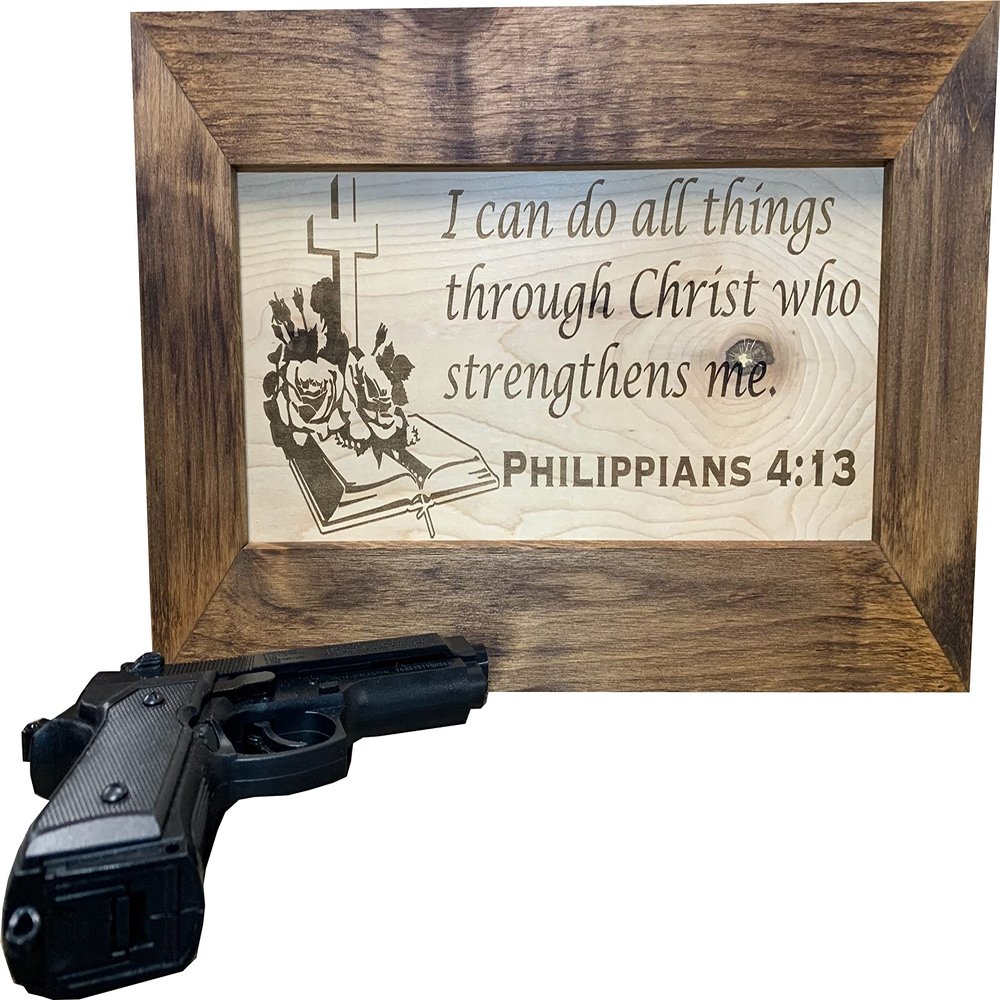 Bellewood Designs Hidden Gun Storage with Personalized Bible Verse, Six Concealment Cabinet Styles Available (Holy Bible)