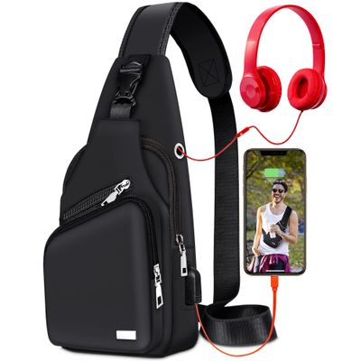 Codoule Sling Shoulder Bag Crossbody Backpack for Men,Waterproof Hiking Daypack Multipurpose Cross Body Chest Bag with USB Charger Hole