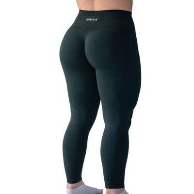 AUROLA Seamless Scrunch Women Legging Yoga Pants 7/8 Tummy Control Running for Workout Gym Fitness Sport Active Legging 25'' (XL, Ponderosa Green)