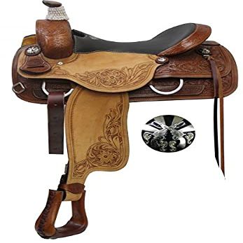 17" Roper Style Saddle w/Tooling and Cross Gun Conchos