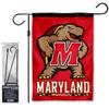 College Flags & Banners Co. Maryland Terps Two Logo Garden Flag and Flag Stand Holder Flagpole Set view 1