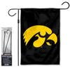 College Flags & Banners Co. Iowa Hawkeyes Black Garden Flag and Stand Holder Flagpole Set view 1