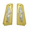 Custom 1911 Grips Full Size for Kimber, Colt, Rock Island, Springfield, Taurus, & Clones - 1911 Full Size Metal Gold Nickel Grips view 1