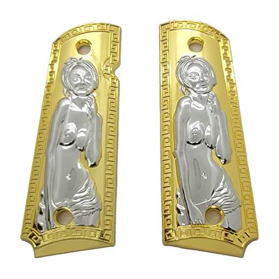 Custom 1911 Grips Full Size for Kimber, Colt, Rock Island, Springfield, Taurus, & Clones - 1911 Full Size Metal Gold Plated Grips