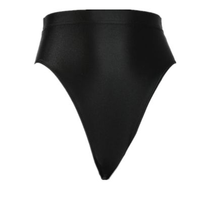 YONGHS Womens Oil Glossy High Waist Booty Shorts Hot Pants High Cut Briefs Shiny Rave Dance Bottoms Black Large