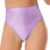 Hedmy Women's Spandex Metallic Booty Shorts Shiny Swimsuit Bottoms High Cut Dance Briefs Underwear Light Purple Medium view 1