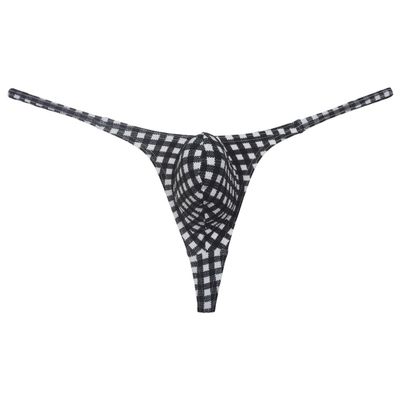 JAXFSTK Men Air Bubble Knitted Bikini Underwear Pouch Mini Sport Underpants Sexy Fashion Boxer Briefs 1 Pack Bikini Thong Checks M