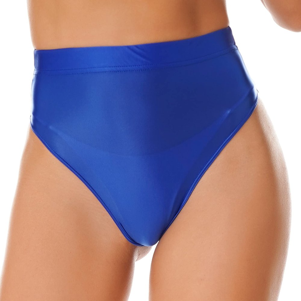 Lejafay Women's High-Waist Short Stretchy Nylon Rave Booty Dance Shorts Costume Party Hot Pants Royal Blue X-Large