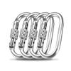 EMEKIAN 4 Pack Oval Indoor Outdoor Climbing Carabiner, Screw Locking Heavy Duty Safety Caribeener Clips, 25 KN (5600 LBS) for Hammock, Rope, Hiking, Camping view 1