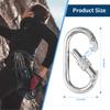EMEKIAN 4 Pack Oval Indoor Outdoor Climbing Carabiner, Screw Locking Heavy Duty Safety Caribeener Clips, 25 KN (5600 LBS) for Hammock, Rope, Hiking, Camping view 4