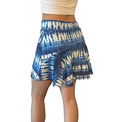 Blue Tie Dyed Flutter Style Golf/Tennis Skort/Skirt - Made in USA (Medium)