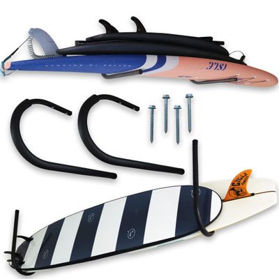 Ho Stevie! Surfboard Ceiling Racks - Free Up Your Floor Space - Hang Up To 3 Surf or SUP Boards - Wont Rust/Corrode - Heavy Duty 75lbs Max - Easy Installation (Hardware Included)