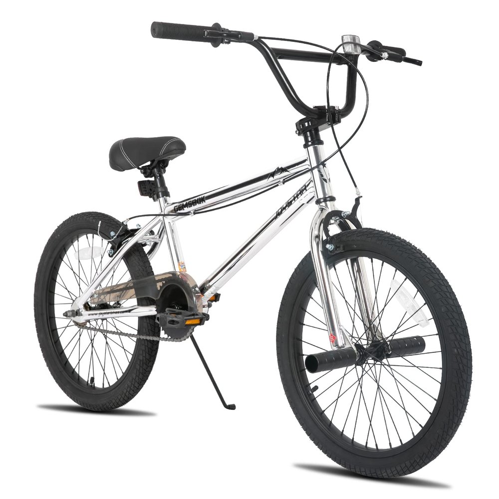 JOYSTAR Gemsbok 20" Kids BMX Bike for Boys Girls Ages 7-12, Freestyle Children's Bicycle with Dual Hand Brakes and 20 Inch Wheels Silver