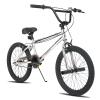 JOYSTAR Gemsbok 20" Kids BMX Bike for Boys Girls Ages 7-12, Freestyle Children's Bicycle with Dual Hand Brakes and 20 Inch Wheels Silver view 1