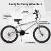 JOYSTAR Gemsbok 20" Kids BMX Bike for Boys Girls Ages 7-12, Freestyle Children's Bicycle with Dual Hand Brakes and 20 Inch Wheels Silver view 2