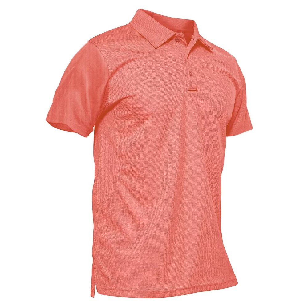 MAGCOMSEN Polo Shirts for Men Short Sleeve Quick Dry Golf Work Shirts Casual Shirt Watermelon Red L