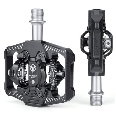 Mountain Bike Pedals - Dual Function Flat and Clipless Pedal - 3 Sealed Bearing Platform Pedals Clipless Compatible, Bicycle Pedals for BMX Spin Exercise Peloton Trekking Bike (Double-Sided Clipless)