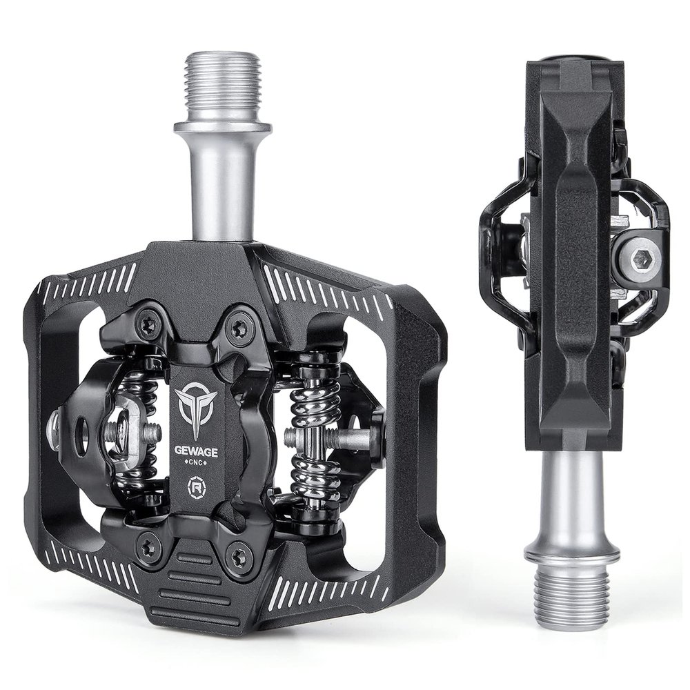 Mountain Bike Pedals - Dual Function Flat and Clipless Pedal - 3 Sealed Bearing Platform Pedals Clipless Compatible, Bicycle Pedals for BMX Spin Exercise Peloton Trekking Bike (Double-Sided Clipless)