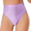 YONGHS Womens Oil Glossy High Waist Booty Shorts Hot Pants High Cut Briefs Shiny Rave Dance Bottoms Light Purple XX-Large view 2