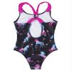 Moggemol Kids Girls One Piece Swimsuit Cute Cartoon Print Sleeveless Criss Cross Back Swimwear Bathing Suit Dark Black 12 Years view 2