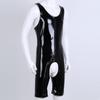 Agoky Men's Wet Look Bodysuit Boxer Shorts Wrestling Singlet Racer Back Jumpsuit Unitard Black 3X-Large view 4