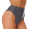 Hedmy Women's Spandex Metallic Booty Shorts Shiny Swimsuit Bottoms High Cut Dance Briefs Underwear Gray Medium view 2
