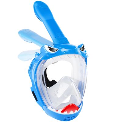 Full Face Snorkel Mask for Kids with 180 Panoramic View, Snorkeling Set Featuring Anti-Leak and Anti-Fog Foldable Dry Top Design for Safe Underwater Adventures Snorkeling Gear for Kids