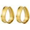 POBAISITER 1 Pair 316L Stainless Steel Tear Drop Shape Double Flare Ear Gauges Tunnels Gold Jewelry For Man For Woman Body Plugs Piercing Jewelry 0g-1 inch view 1
