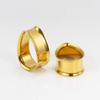 POBAISITER 1 Pair 316L Stainless Steel Tear Drop Shape Double Flare Ear Gauges Tunnels Gold Jewelry For Man For Woman Body Plugs Piercing Jewelry 0g-1 inch view 2