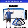 Soccer Goal Net for Kids & Adults,Pop Up 4FT Soccer Goal with 210D Oxford & 8 Field Marker Cones &Extra Stakes,Birthday Gift & Fun for Backyard and Soccer Training view 2