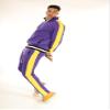 SCREENSHOT Men's Athletic Fitness Slim Fit Workout Track Pants BASIC S41700-Purple/Gold-Large view 2