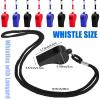 Flutesan 48 Pcs 24/48 Pack Plastic Whistles with Lanyard Sports Whistle Loud Crisp Sound Whistles Bulk for Coach Referees Training Emergency (Red,Blue,Black) view 2