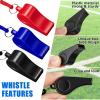 Flutesan 48 Pcs 24/48 Pack Plastic Whistles with Lanyard Sports Whistle Loud Crisp Sound Whistles Bulk for Coach Referees Training Emergency (Red,Blue,Black) view 4