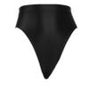 YONGHS Womens Oil Glossy High Waist Booty Shorts Hot Pants High Cut Briefs Shiny Rave Dance Bottoms Black XX-Large view 1