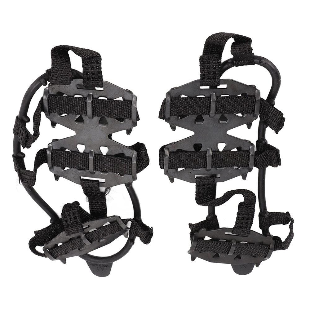24 Teeth Climbing Crampons, High Hardness 1 Pair Snow Ice Cleats Crampons Good Grip with Storage Bag for Hiking for Outdoor(Black, M)