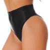 YONGHS Womens Oil Glossy High Waist Booty Shorts Hot Pants High Cut Briefs Shiny Rave Dance Bottoms Black Medium view 4