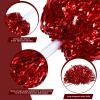Chivao 24 Pcs Cheerleading Pom Poms, Metallic Foil Handle Cheer Squad Team Spirited Fun for Party, Sports Dance Cheer, 30 Grams Weight Each(Red) view 4